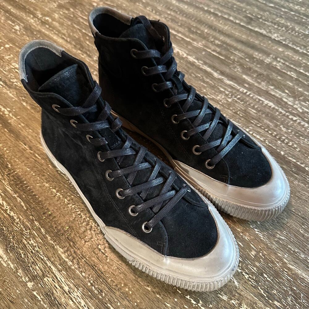 ALLSAINTS Dumont Suede Leather Lace Up High Top Sneakers Black Men’s Size 43 EU - Picture 5 of 12